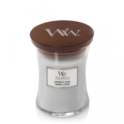 neuveden: WoodWick Lavender & Cedar svíčka váza 275g