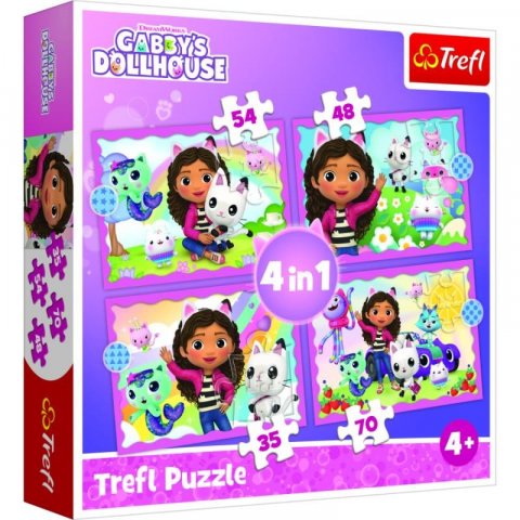 neuveden: Puzzle Gábinin kouzelný domek 4v1 (35,48,54,70 dílků)