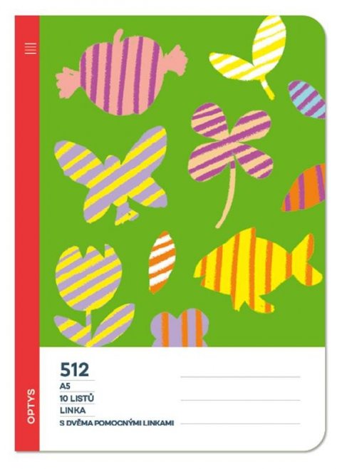 neuveden: Optys Školní sešit 512 bezdřevý, s dvěmi pomocnými linkami 16 mm - příroda