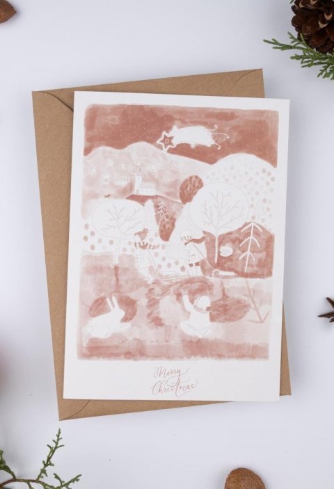 neuveden: Be Nice EKO Přání vánoční Merry Christmas - pink