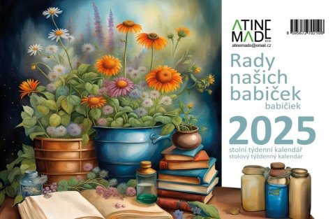neuveden: Kalendář 2025 Rady našich babiček, stolní, týdenní, 225 x 150 mm