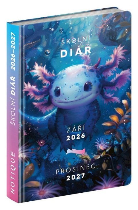 -: Školní diář 2026/2027 Axolotl (září 2026 - prosinec 2027), 9,8 x 14,5 cm