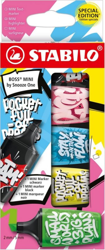 neuveden: STABILO BOSS MINI by Snooze One - růžová, modrá, žlutá, zelená a černá