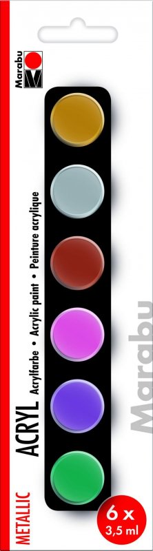 neuveden: Marabu akrylová barva metalická sada 6 x 3,5 ml