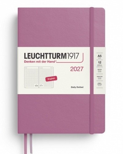 -: Denní plánovač Dusty Rose, tečkovaný Medium A5 2027, anglicky