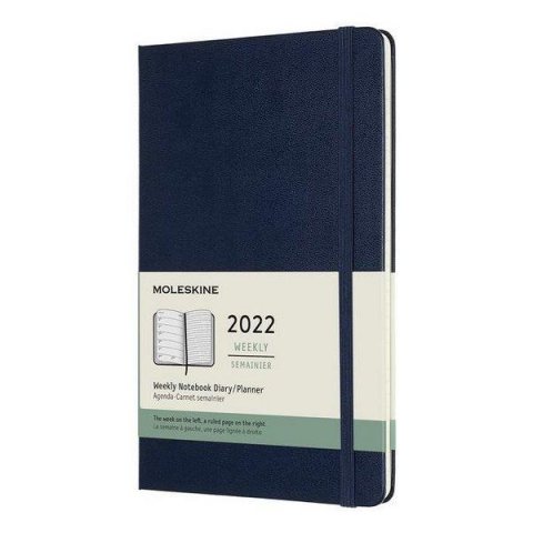 neuveden: Moleskine Plánovací zápisník 2022 modrý L, tvrdý