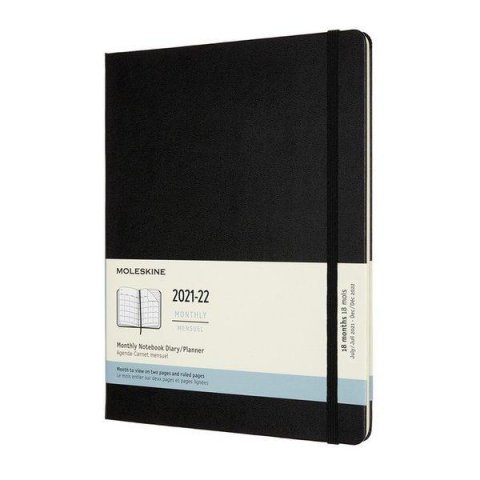 neuveden: Moleskine Měsíční diář 2021-2022 černý XL, tvrdý