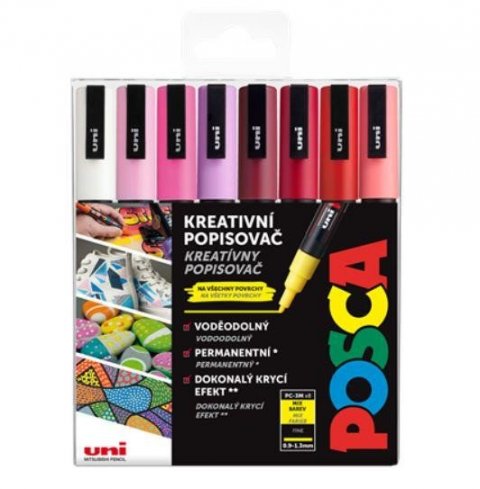 neuveden: Posca sada popisovačů PC-3M - LOVE 0,9 - 1,3 mm (mix teplých tónů 8 ks)