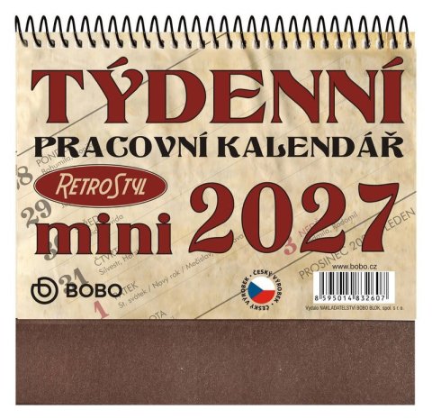 : Pracovní kalendář 2027 MINI Retro