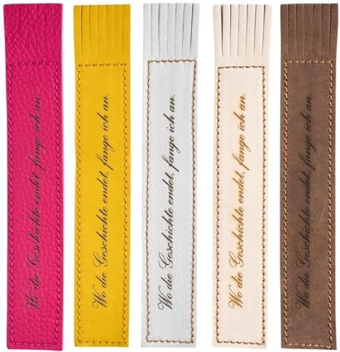 neuveden: Kožená záložka se střapci Wo die Geschichte endet, fange ich an.