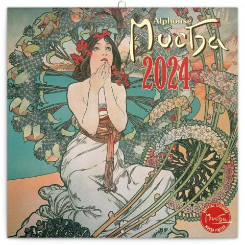 neuveden: Kalendář 2024 poznámkový: Alfons Mucha, 30 × 30 cm