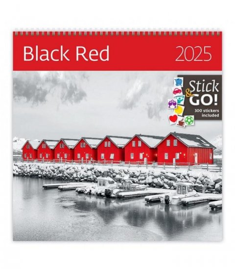 neuveden: Kalendář nástěnný 2025 - Black Red