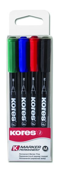 neuveden: Kores K-MARKER Permanentní popisovač, tenký hrot M, mix 4 barev