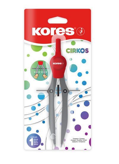 neuveden: Kores Plastové kružítko CIRKOS červené/šedé neuveden: Kores Plastové kružítko CIRKOS červené/šedé