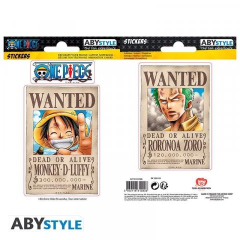 neuveden: One Piece samolepky - Wanted Luffy a Zorro