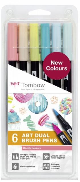 neuveden: Tombow Oboustranný štětcový fix ABT - Candy colours 6 ks
