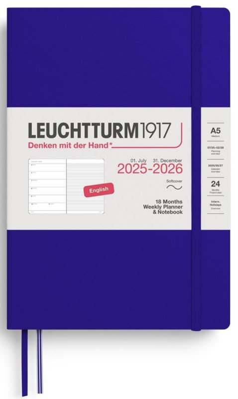 neuveden: Weekly Planner  Notebook 2026 Medium (A5) 18 Months Ink