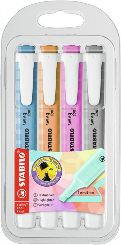 neuveden: Zvýrazňovač STABILO swing cool Pastel 4 ks