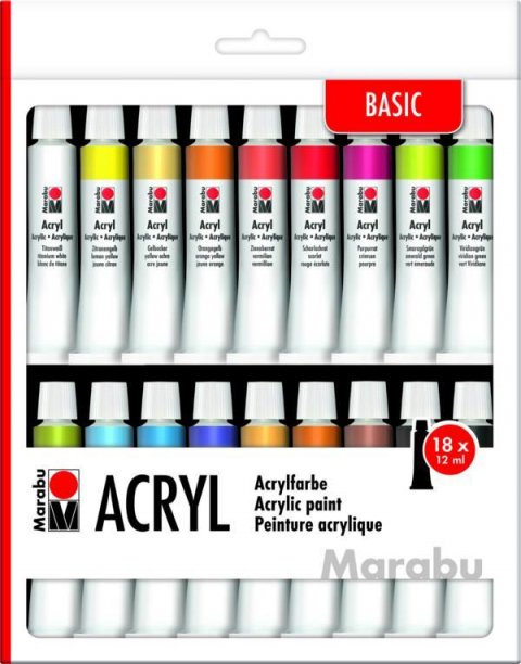 neuveden: Marabu akrylová barva sada 18 x 12 ml