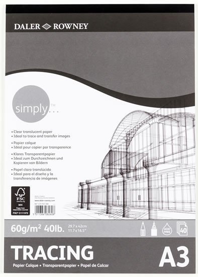 neuveden: Daler - Rowney SIMPLY skicák Tracing A3, 60 g / m2, 40 listů