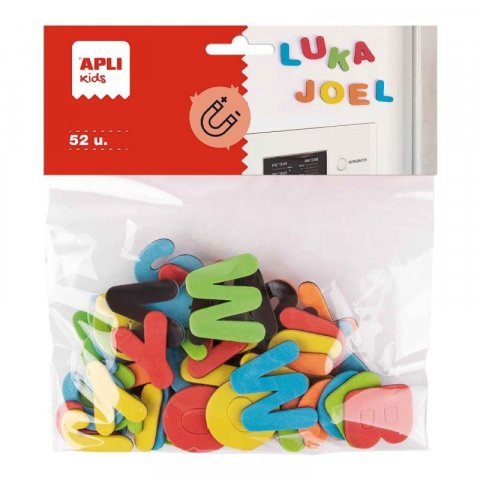 neuveden: Apli pěnovka tvarová - písmena, 52 ks, magnetická, mix velikostí a barev