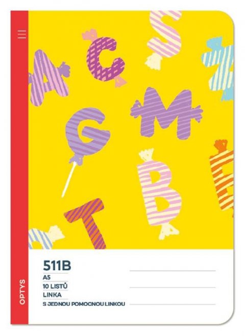 neuveden: Optys Školní sešit 511B bezdřevý, s jednou pomocnou linkou 20 mm - písmena