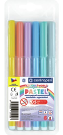 neuveden: Centropen Fixy COLOUR WORLD 7550 trojboké, sada 6 pastelových barev