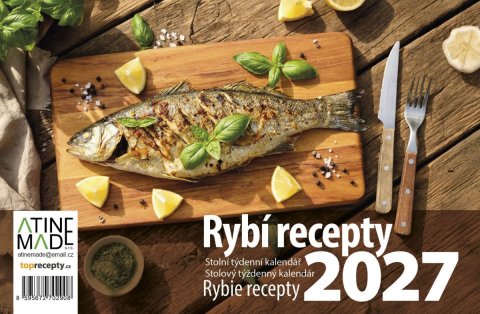 : Kalendář 2027 Rybí recepty, stolní, týdenní, 14 x 21,4 cm
