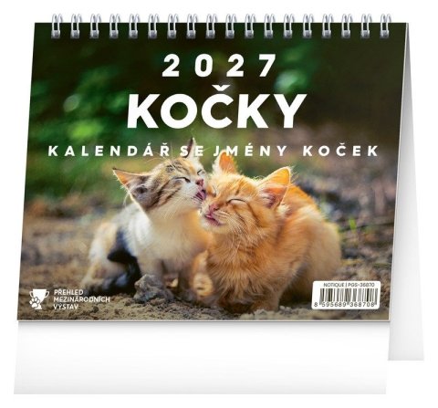 : Kalendář 2027 stolní: Kočky - se jmény koček, 16,5 x 13 cm