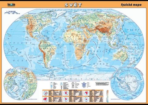 neuveden: Svět - fyzická mapa