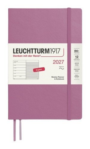 -: Týdenní plánovač & Zápisník Dusty Rose, Paperback B6+ 2027, Softcover, angl