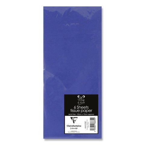neuveden: CLAIREFONTAINE hedvábný papír - tm. modrý, 6 ks, 50x70 cm