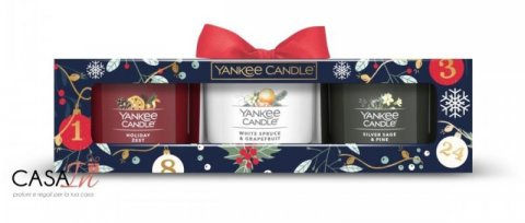 neuveden: YANKEE CANDLE Vánoční dárková sada 3ks votivních svíček modrá