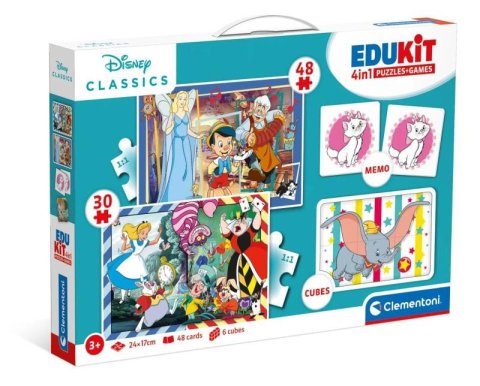 neuveden: Edukit Disney Classics 4v1 (pexeso, 48 + 30 puzzle, 6 kostek)