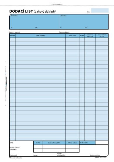 neuveden: Dodací list, A4, 100 listů