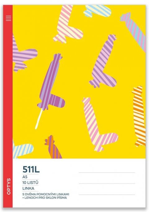 neuveden: Optys Školní sešit 511L s dvěma pomocnými linkami 20 mm a s lenochem pro sk