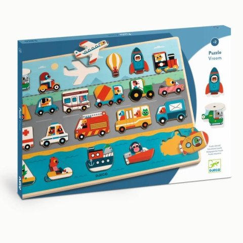 neuveden: DJECO Dřevěné puzzle Vroom