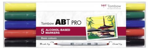 neuveden: Tombow Oboustranný lihový fix ABT PRO - Basic colors 5 ks neuveden: Tombow Oboustranný lihový fix ABT PRO - Basic colors 5 ks