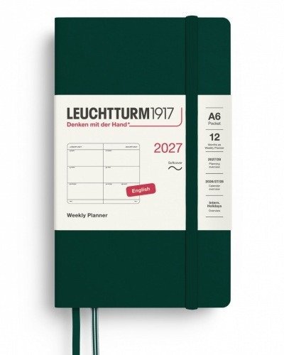 -: Týdenní plánovač Forest Green, Pocket A6 2027, Softcover, anglicky