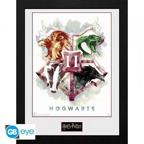 neuveden: Harry Potter Zarámovaný plakát -Bradavice akvarel
