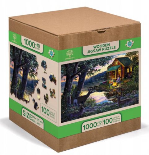 neuveden: Wooden City Puzzle Večer u jezera 1010 dílků, dřevěné