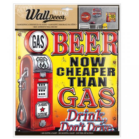 neuveden: Wall decor Retro BEER nad GAS - samolepící dekorace 30,5x38 cm neuveden: Wall decor Retro BEER nad GAS - samolepící dekorace 30,5x38 cm