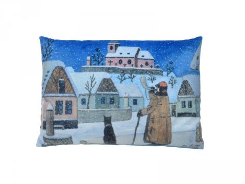 Lada Josef: Polštář Josef Lada Půlnoc se třpytkami 32x21cm