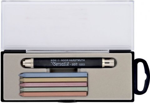 neuveden: Koh-i-noor černá tužka Versatil 5,6 mm Soft + 6 metalických barevných tuh v