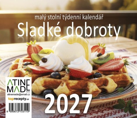 : Kalendář 2027 Sladké dobroty, malý stolní, týdenní, 13 x 15 cm