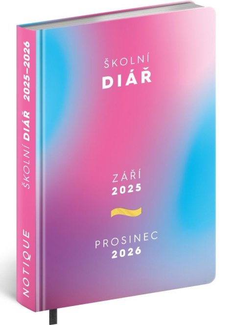 neuveden: Školní diář 2025/2026 Růžový (září 2025 - prosinec 2026), 9,8 × 14,5 cm