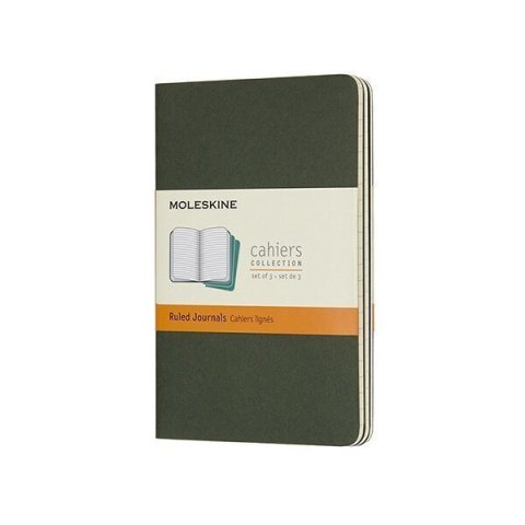 neuveden: Sešity Moleskine Cahier, S, linkované, 3 ks - tm. zelené