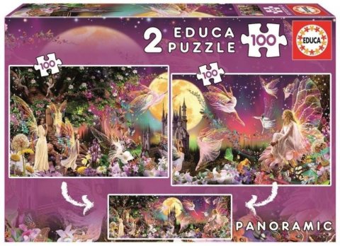 neuveden: Puzzle Panorama Pohádkové víly 2x100 dílků