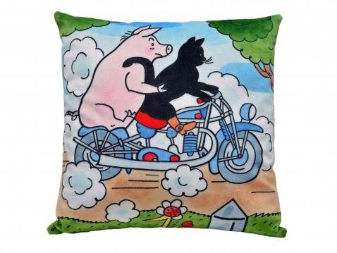 Lada Josef: Polštář Kocour Mikeš motorka 30x30cm