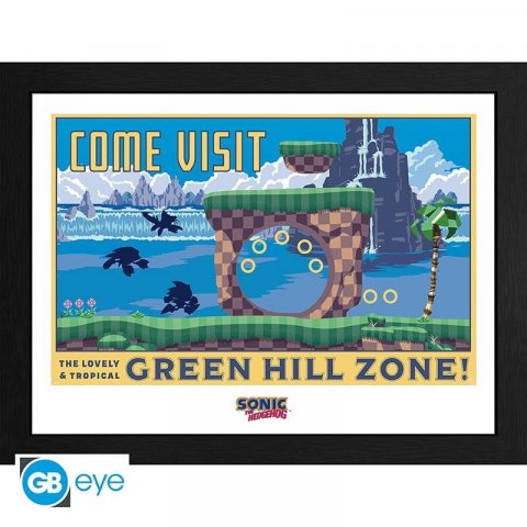 neuveden: Sonic Zarámovaný plakát - Green Hill Zone